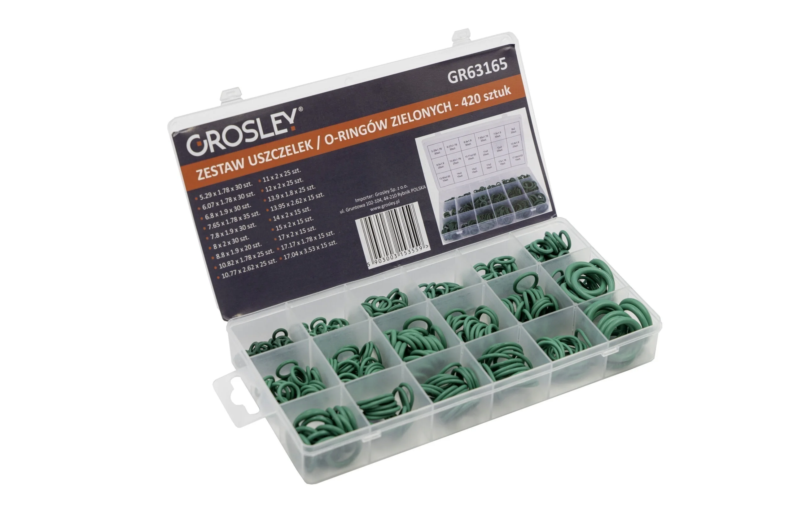 GROSLEY (O‑ring) Sandariklių Rinkinys – 420 vnt., Žali